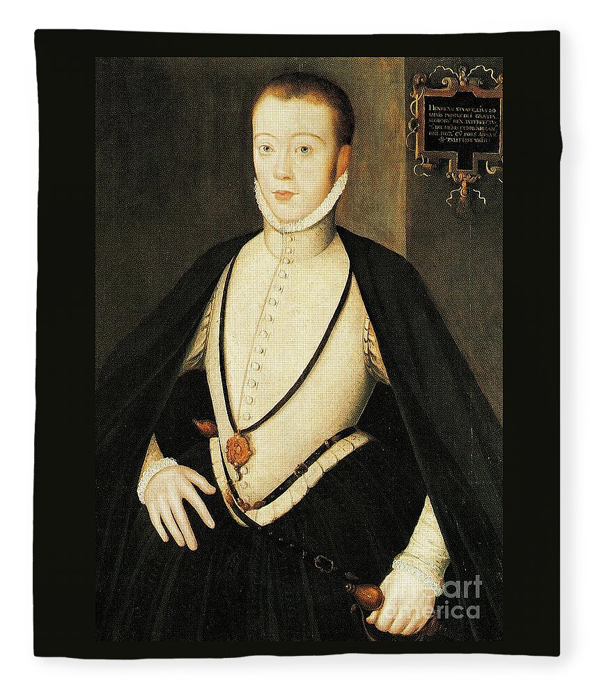 Henry Stewart Fleece Blanket featuring the painting Henry Stewart Lord Darnley Married Mary Queen of Scots 1565 by Peter Ogden