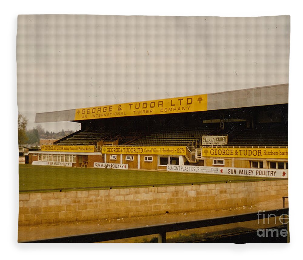 Fleece Blanket featuring the photograph Hereford United - Edgar Street - Merton Stand 2 - 1980s by Legendary Football Grounds