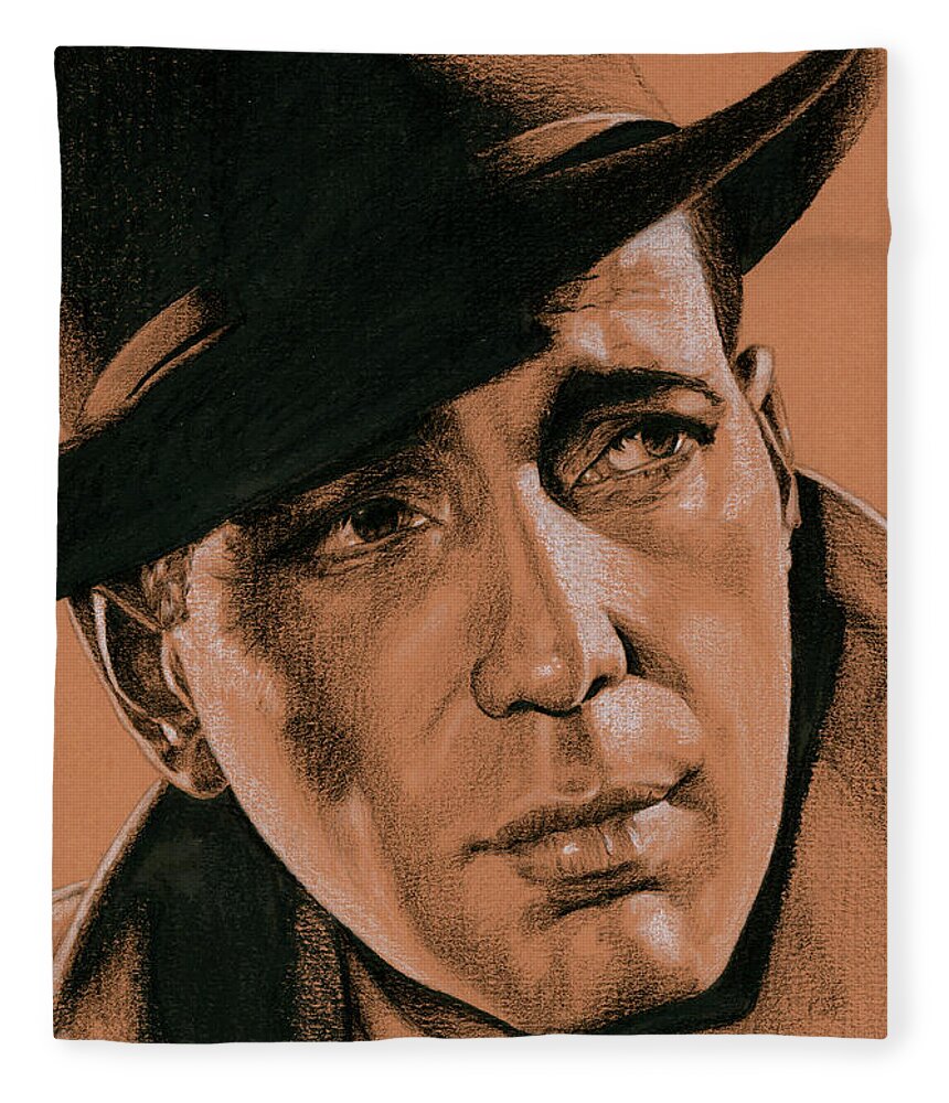 Humphrey Bogart Fleece Blanket featuring the drawing Here's looking at you, Kid by Rob De Vries