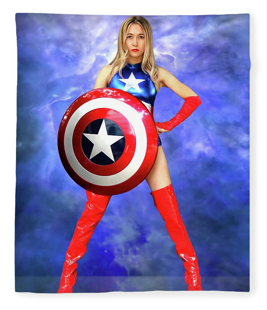 Captain America Fleece Blanket featuring the photograph Hero Wears A Star by Jon Volden