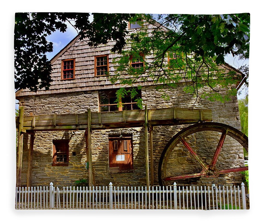 Herr's Grist Mill Fleece Blanket featuring the photograph Herr's Grist Mill by Lisa Wooten