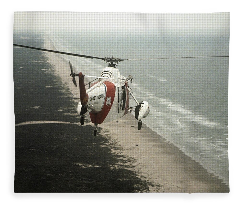 Hh-52a Fleece Blanket featuring the photograph HH-52A Beach Patrol by Steven Sparks