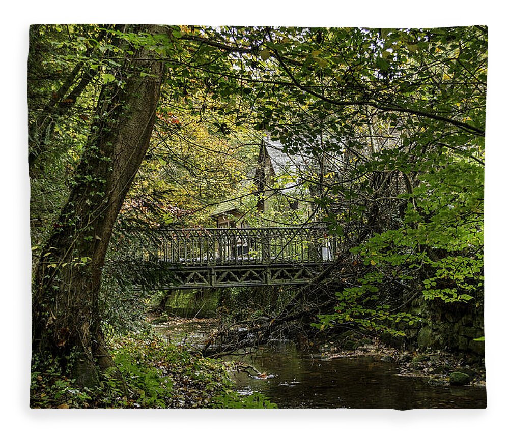 Season Fleece Blanket featuring the photograph Hidden Bridge at Offas Dyke by Spikey Mouse Photography