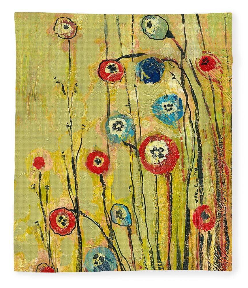 Floral Fleece Blanket featuring the painting Hidden Poppies by Jennifer Lommers