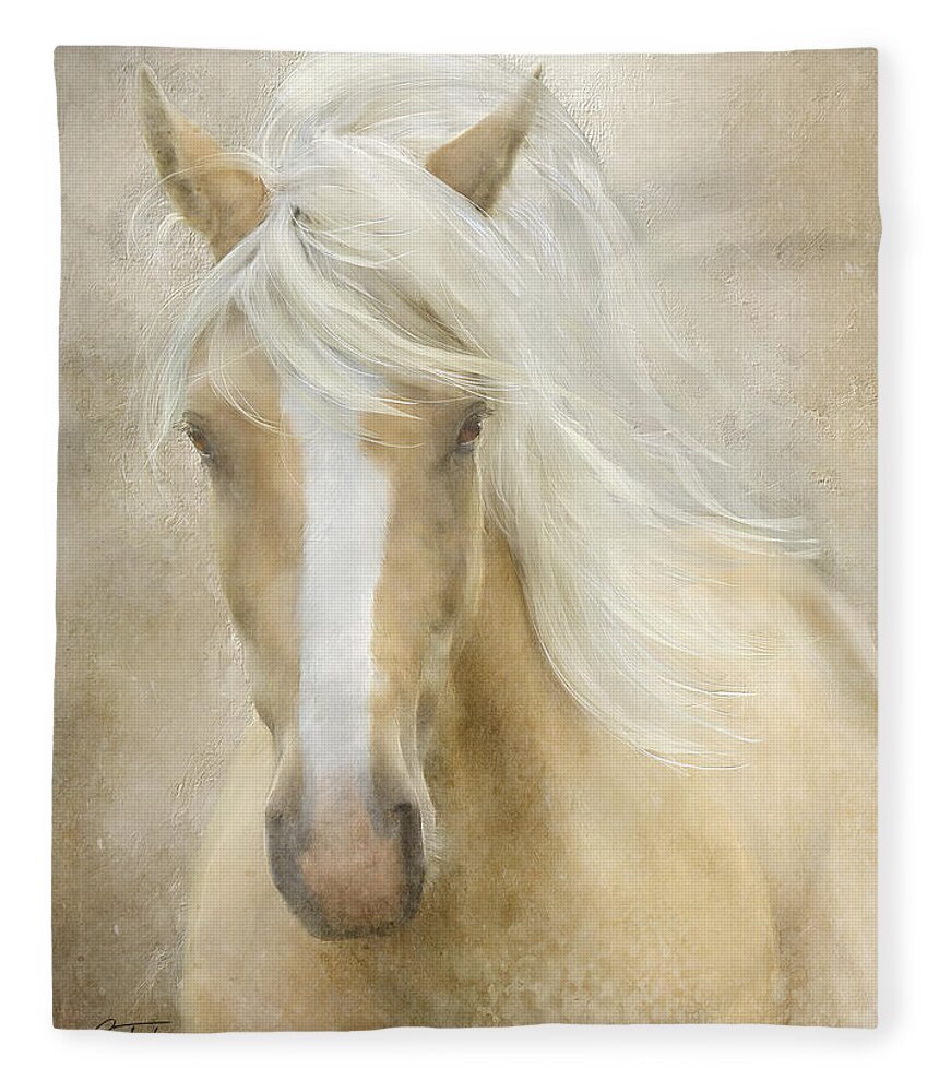 Horses Fleece Blanket featuring the painting Spun Sugar by Colleen Taylor