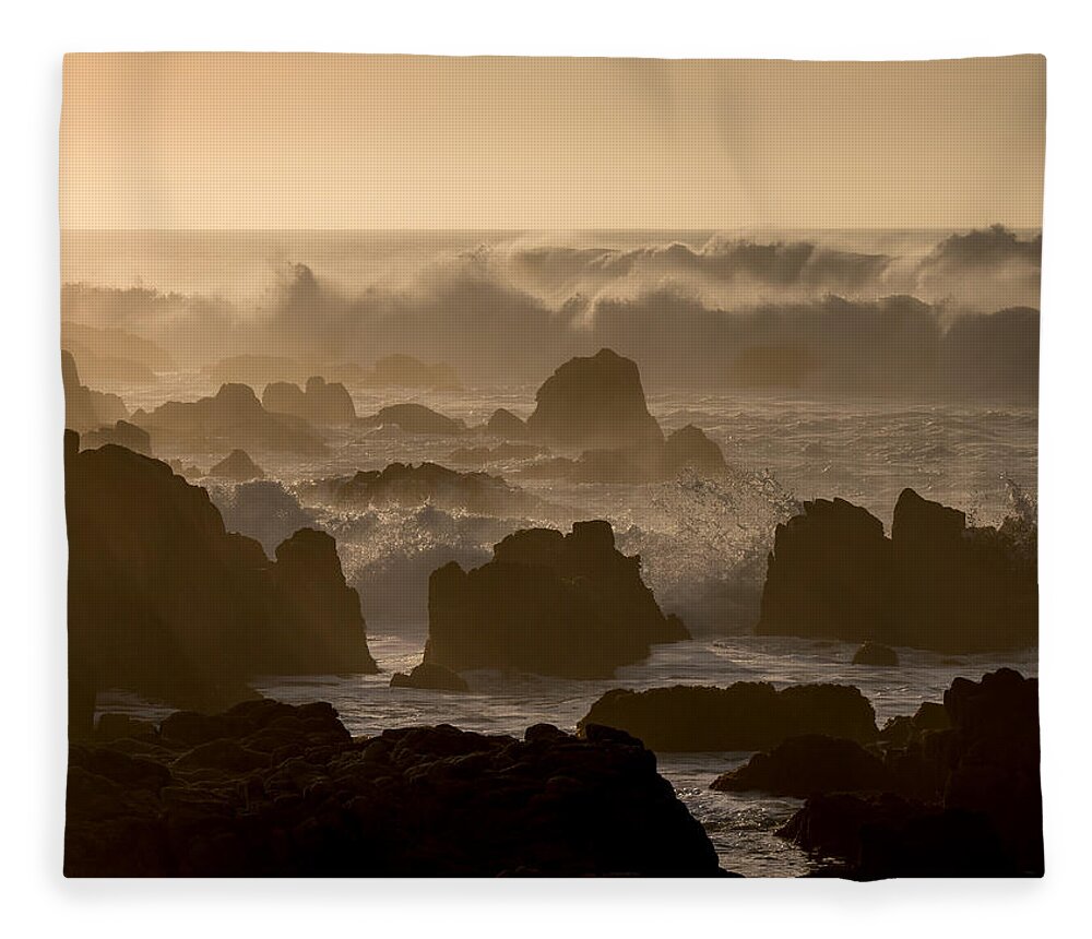 Beach Fleece Blanket featuring the photograph High Surf at Asilomar Beach by Derek Dean