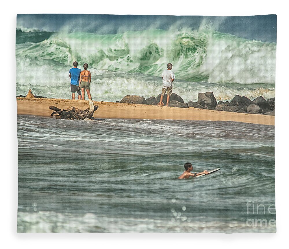Beach Fleece Blanket featuring the photograph High Tide Is Coming by Eye Olating Images