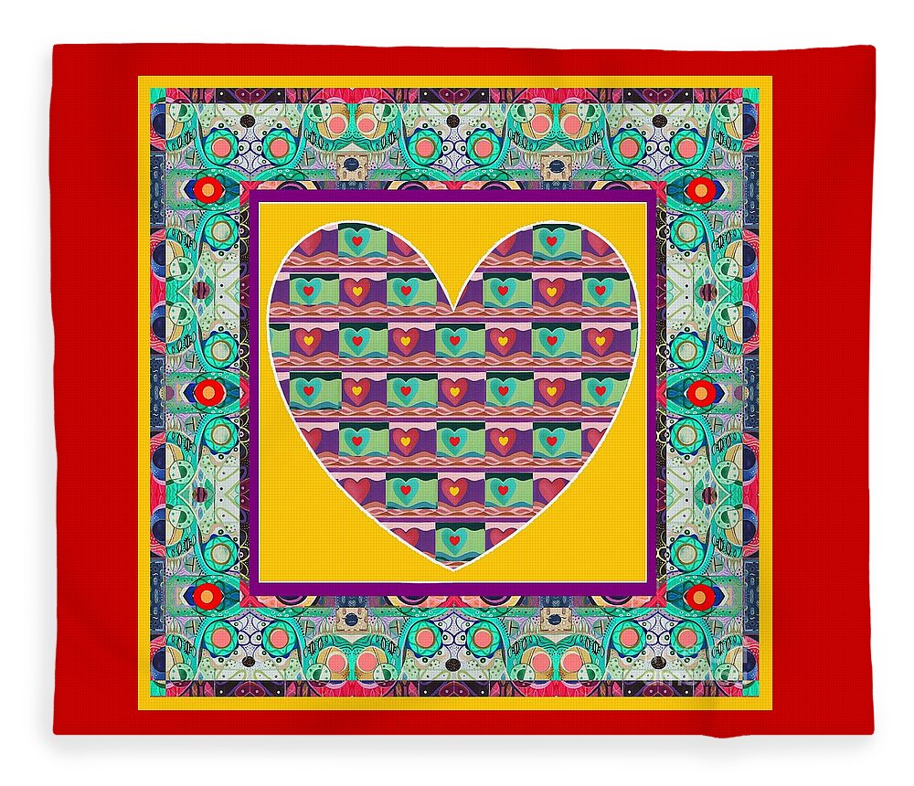 Hearts Fleece Blanket featuring the mixed media Higher Love - Heart of Hearts by Helena Tiainen