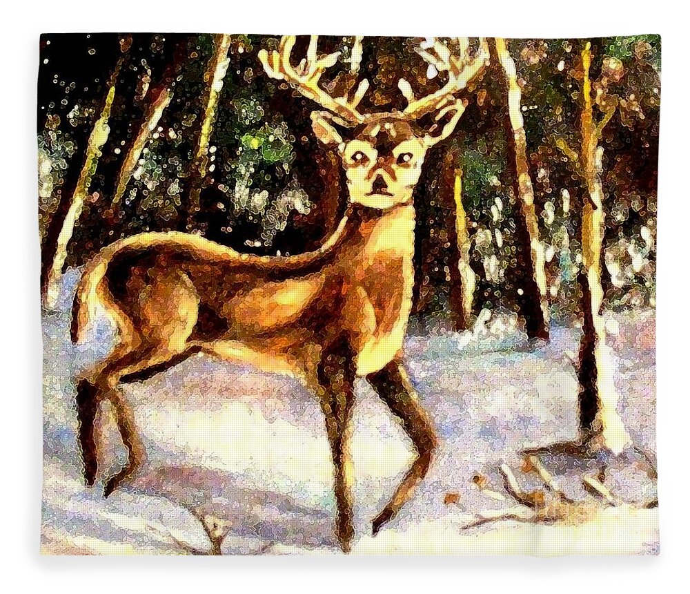 Deer Fleece Blanket featuring the painting Hinds Feet by Hazel Holland