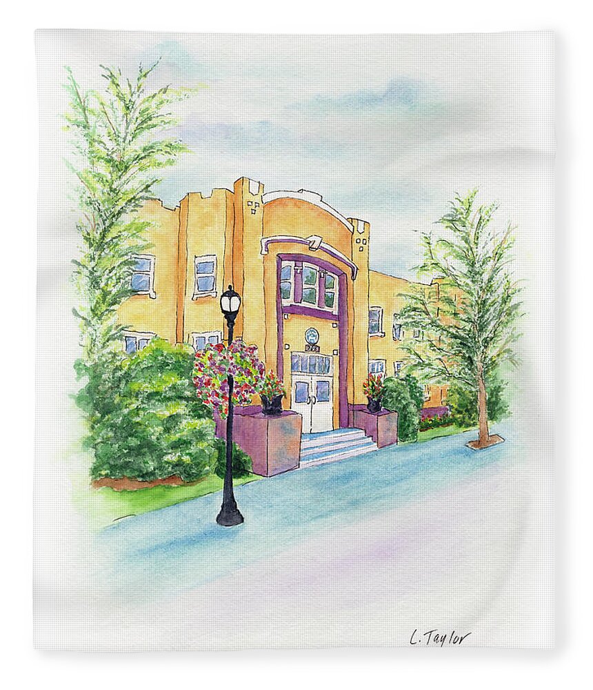 Historic Armory Fleece Blanket featuring the painting Historic Armory by Lori Taylor