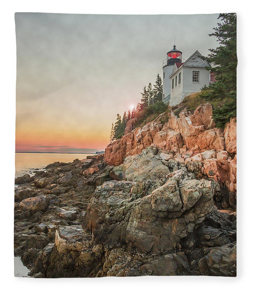 Historic Bass Harbor Lighthouse Fleece Blanket featuring the photograph Historic Bass Harbor Lighthouse by Elizabeth Dow