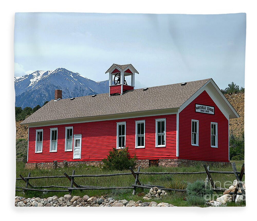 Maysville Fleece Blanket featuring the photograph Historic Maysville School in Colorado by Catherine Sherman