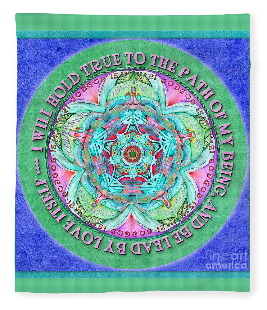 Mandala Fleece Blanket featuring the painting Hold True Mandala Prayer by Jo Thomas Blaine