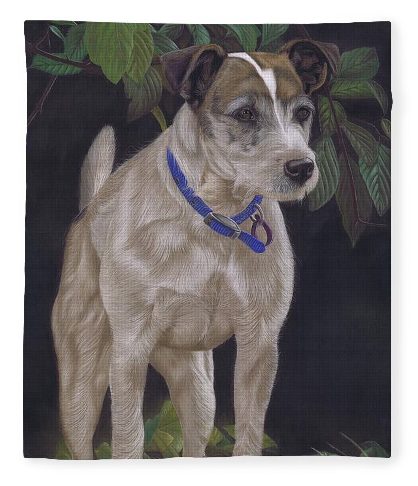 Terrier Fleece Blanket featuring the painting Holly by Karie-ann Cooper