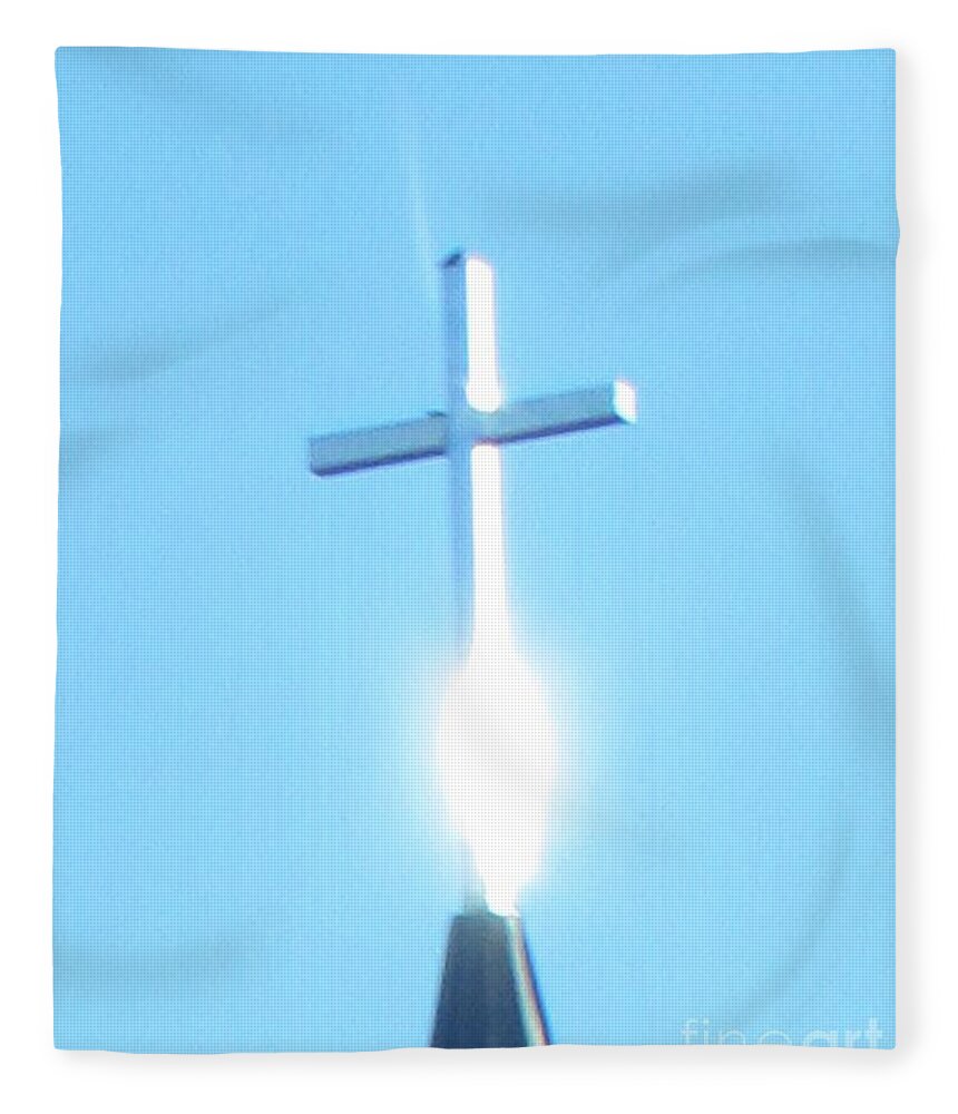 Photograph Fleece Blanket featuring the photograph Holy Ghost on Church Cross by Delynn Addams