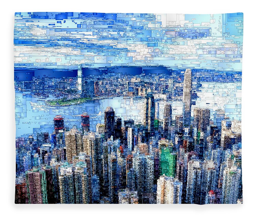 Rafael Salazar Fleece Blanket featuring the digital art Hong Kong, China by Rafael Salazar