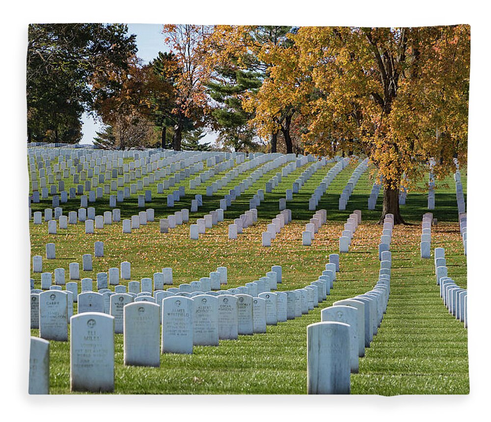Jefferson Barracks National Cemetery Fleece Blanket featuring the photograph Honoring Americans by Holly Ross