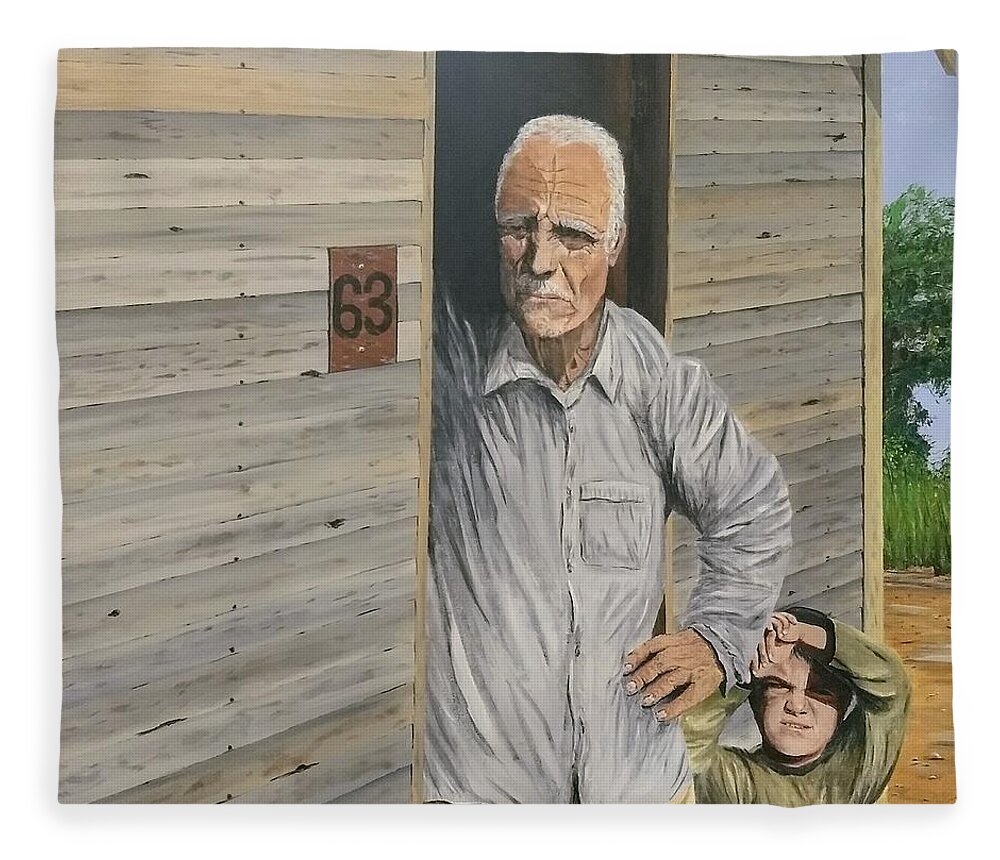 Steinbeck Fleece Blanket featuring the painting Hooper Ranch #63 by Kevin Daly