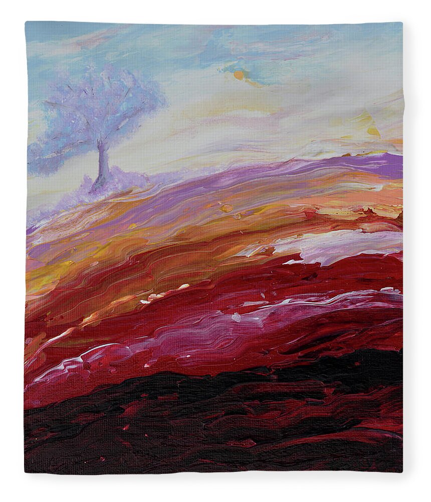 Lava Fleece Blanket featuring the painting Hope Beyond The Lava by Donna Blackhall