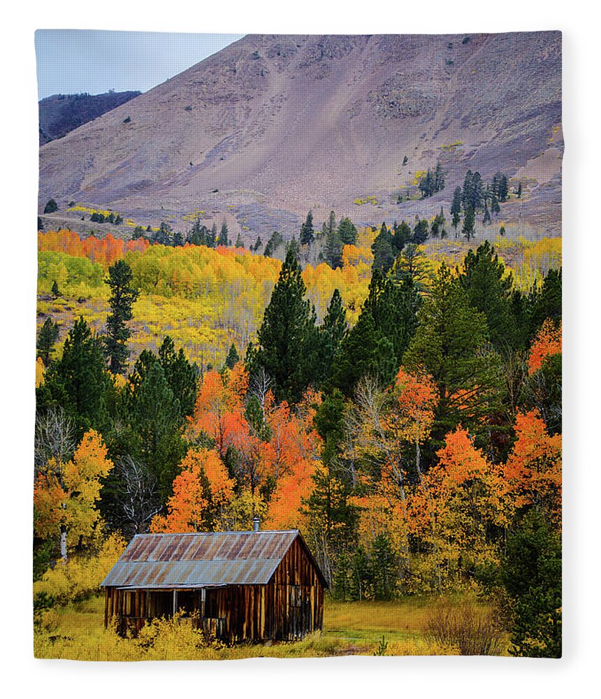Hope Valley Fleece Blanket featuring the photograph Hope Valley Cabin by Steph Gabler