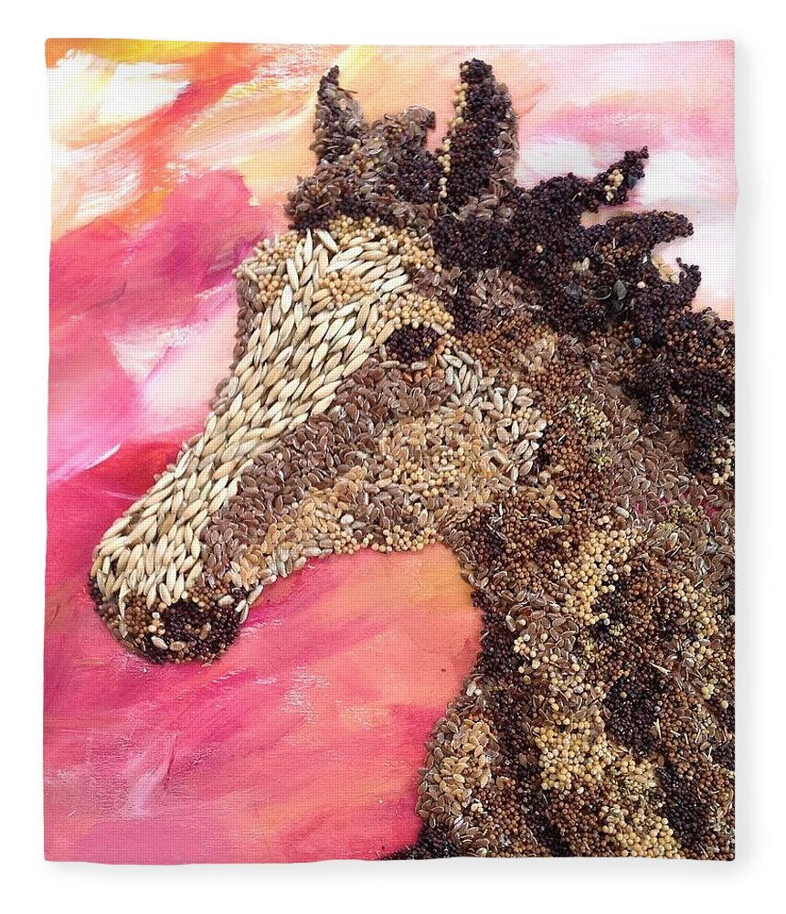 Horse Fleece Blanket featuring the painting Horse Sense by Naomi Gerrard