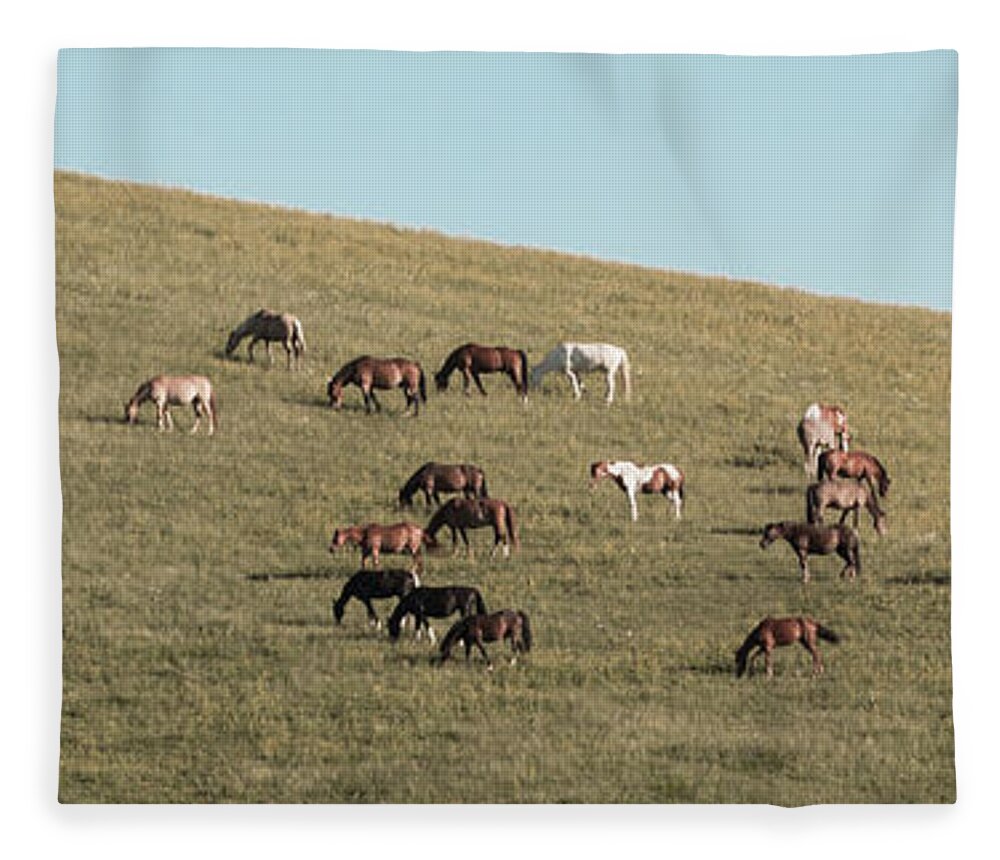 Horses Fleece Blanket featuring the photograph Horses On The Hill by D K Wall