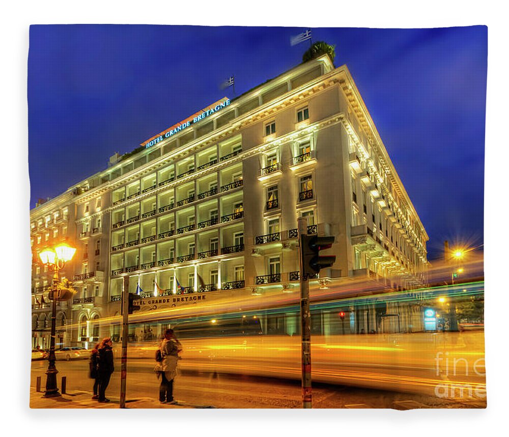 Yhun Suarez Fleece Blanket featuring the photograph Hotel Grande Bretagne - Athens by Yhun Suarez