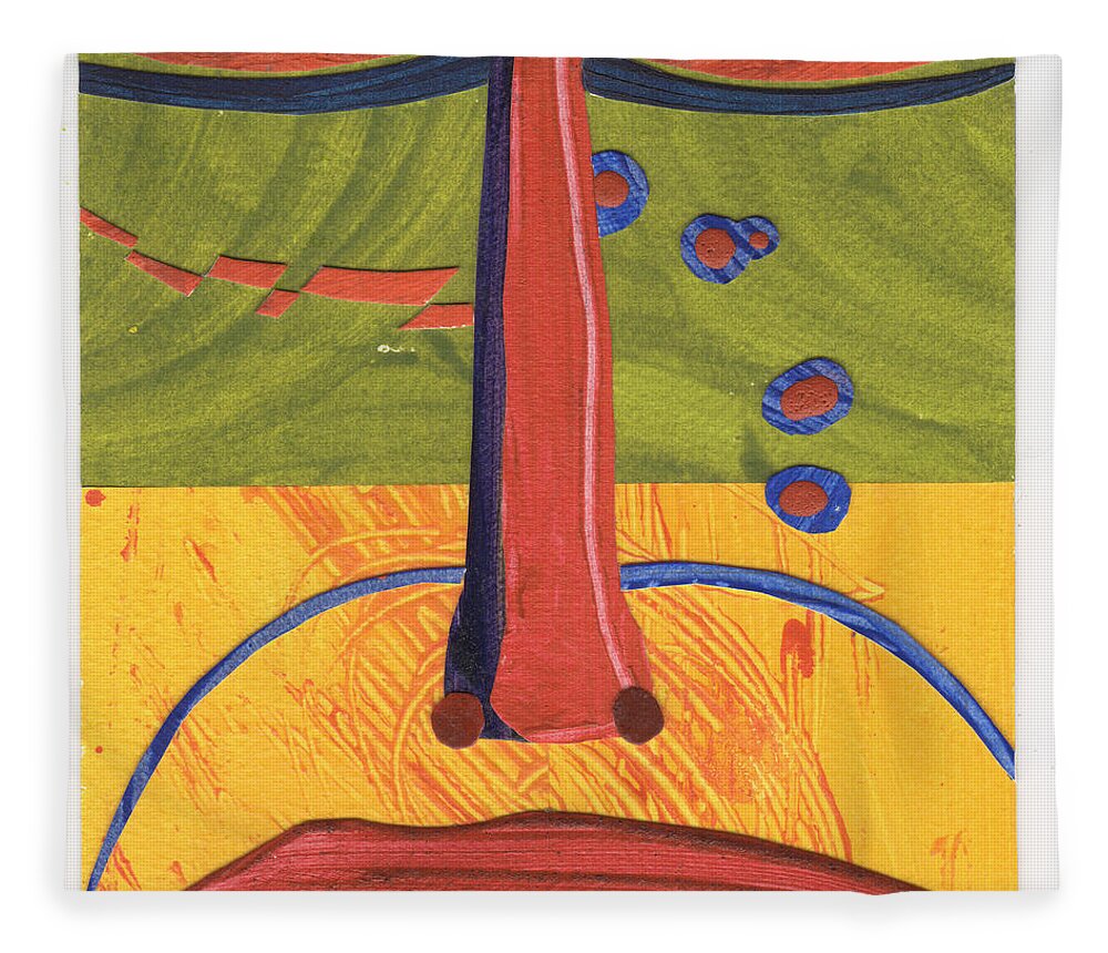 Abstract Fleece Blanket featuring the painting Hu Face 4 by Petra Rau