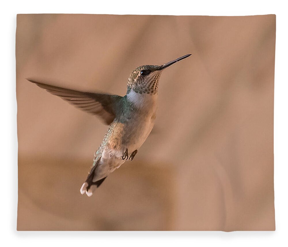Hummingbird Fleece Blanket featuring the photograph Hummingbird In Flight by Holden The Moment