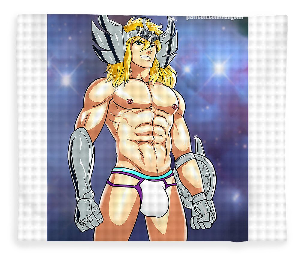 Hyoga anime guys boys yaoi male characters gay art Fleece Blanket by  7angelm - Pixels