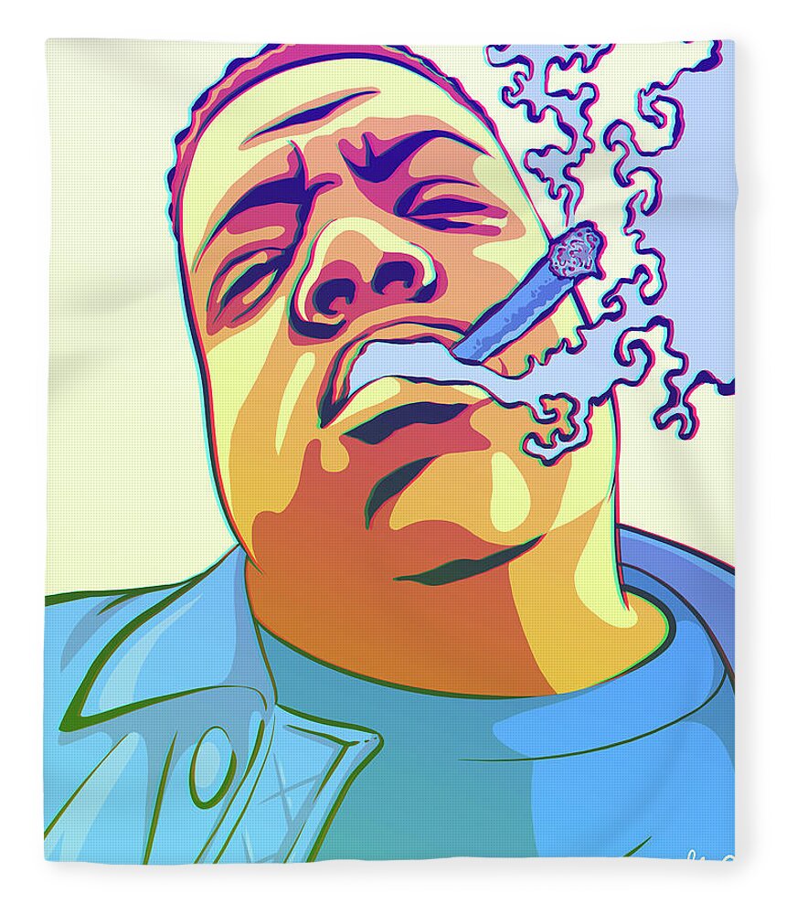 Notorious Big Fleece Blanket featuring the drawing Hypnotized by Miggs The Artist