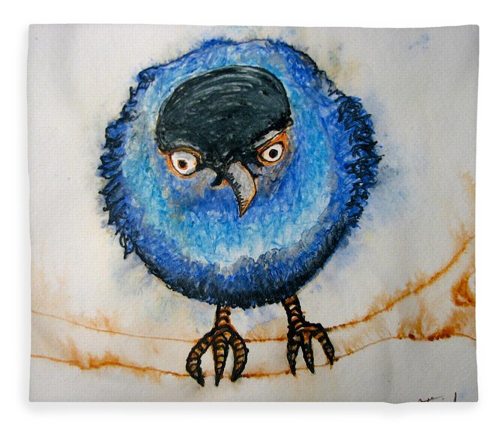 Birds Fleece Blanket featuring the painting I am not going to take it anymore. by Patricia Arroyo