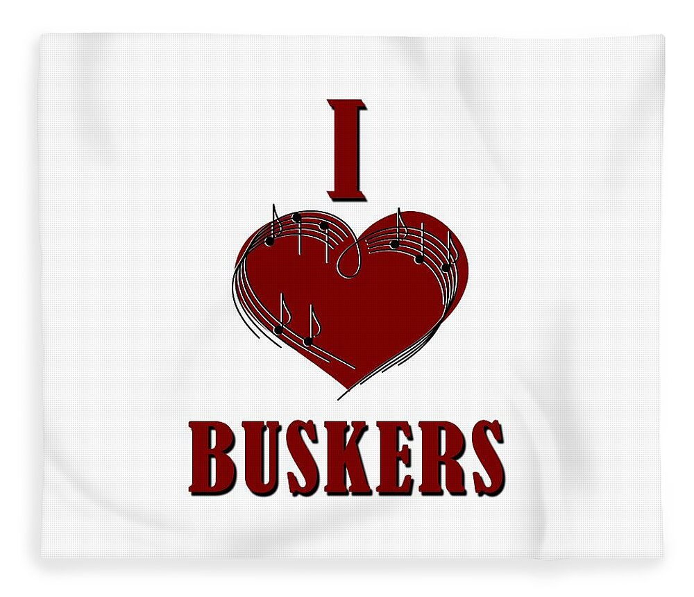 Buskers Fleece Blanket featuring the digital art I Heart Buskers by John Haldane
