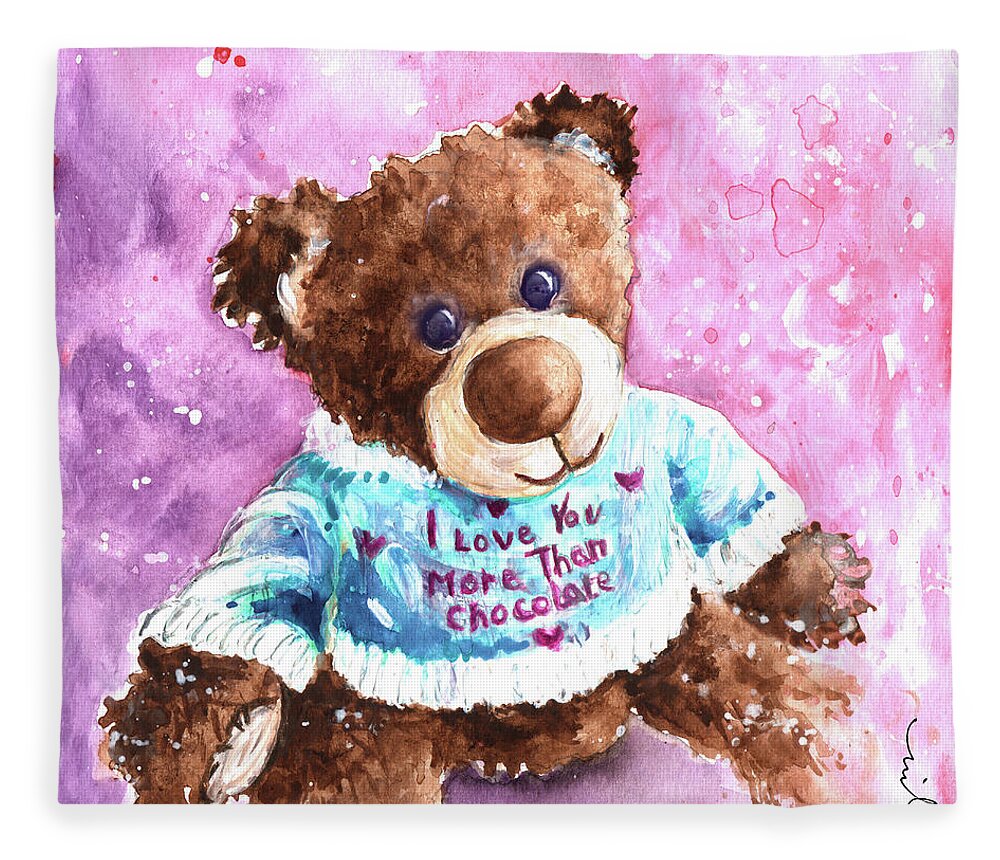 Truffle Mcfurry Fleece Blanket featuring the painting I Love You More Than Chocolate by Miki De Goodaboom