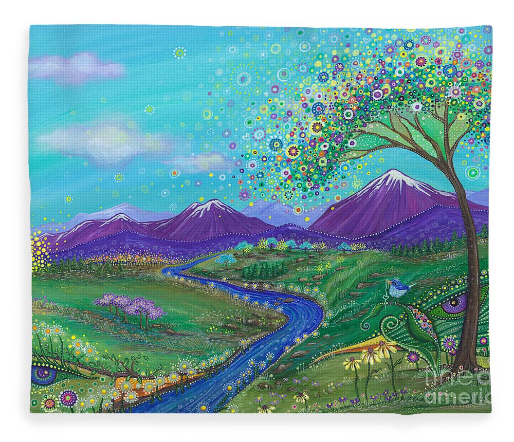 Skies Of Blue Fleece Blanket featuring the painting I See Skies of Blue by Tanielle Childers