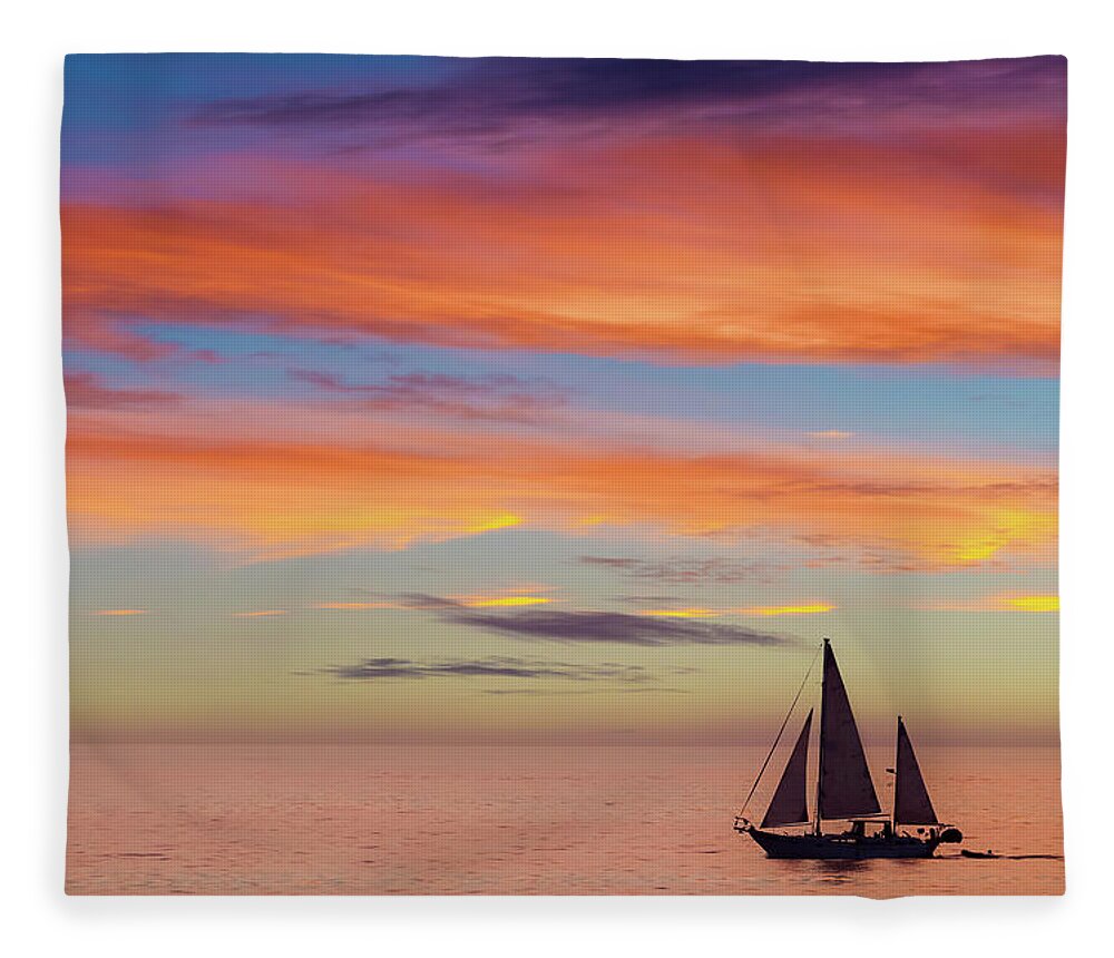 Beach Fleece Blanket featuring the photograph I Will Sail Away, and Take your Heart With Me by Peter Tellone