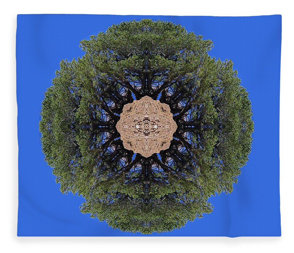 Mandala Fleece Blanket featuring the digital art I Will Survive Tree Kaleidoscope by Julia L Wright