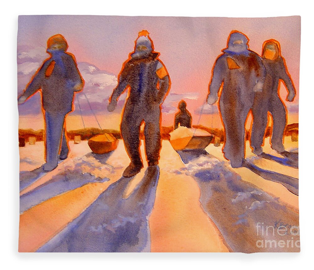Paintings Fleece Blanket featuring the painting Ice Men Come Home by Kathy Braud