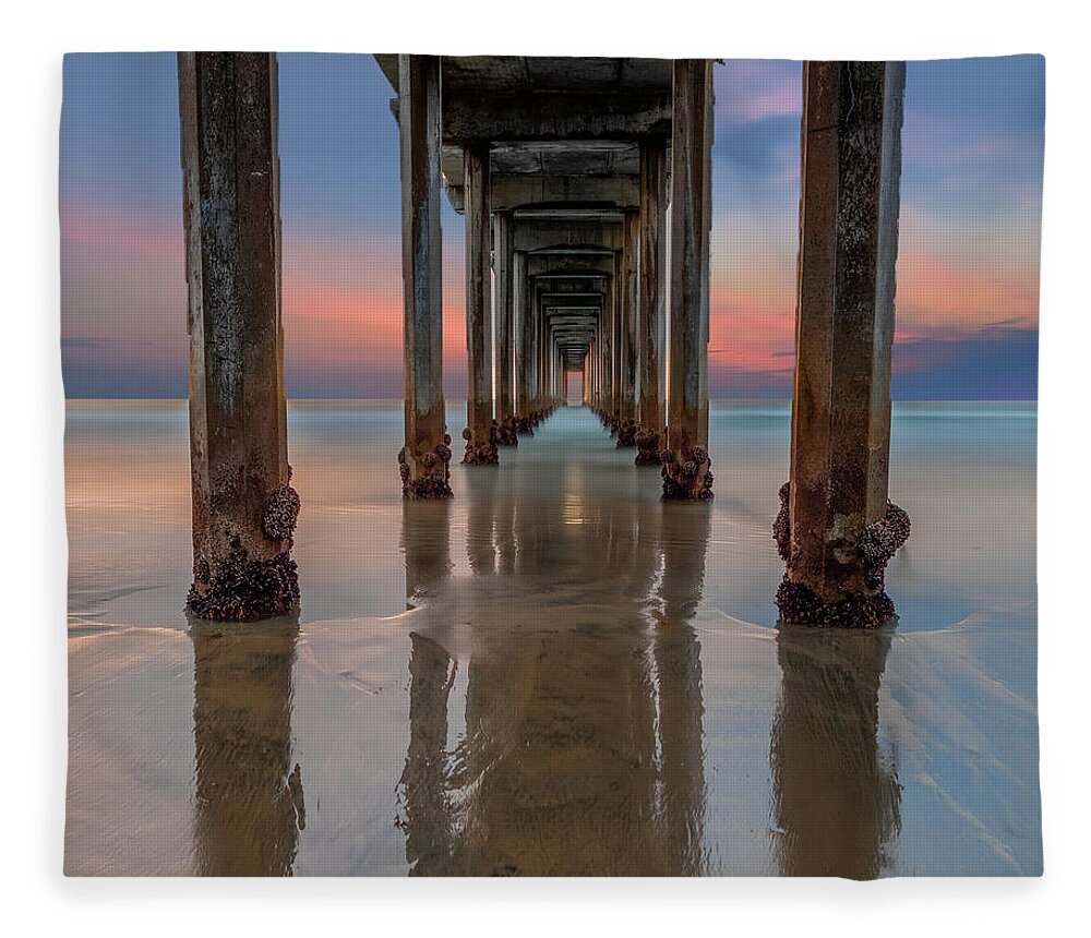 La Jolla Fleece Blanket featuring the photograph Iconic Scripps Pier by Larry Marshall