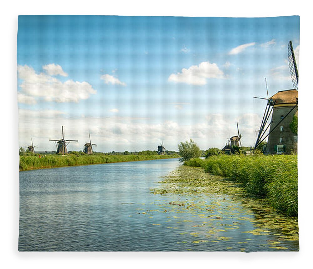 Europe Fleece Blanket featuring the photograph idyllic Kinderdijk by Hannes Cmarits