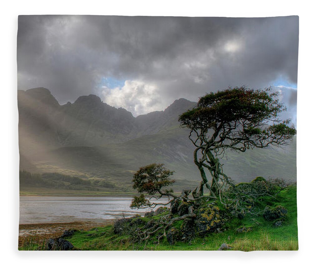 Scottish Landscapes Fleece Blanket featuring the photograph Nature landscape Isle of Sky Scotland by Michalakis Ppalis