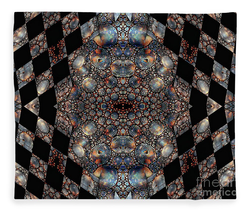 Abstract Fleece Blanket featuring the mixed media Imaginary checkmate by Jolanta Anna Karolska