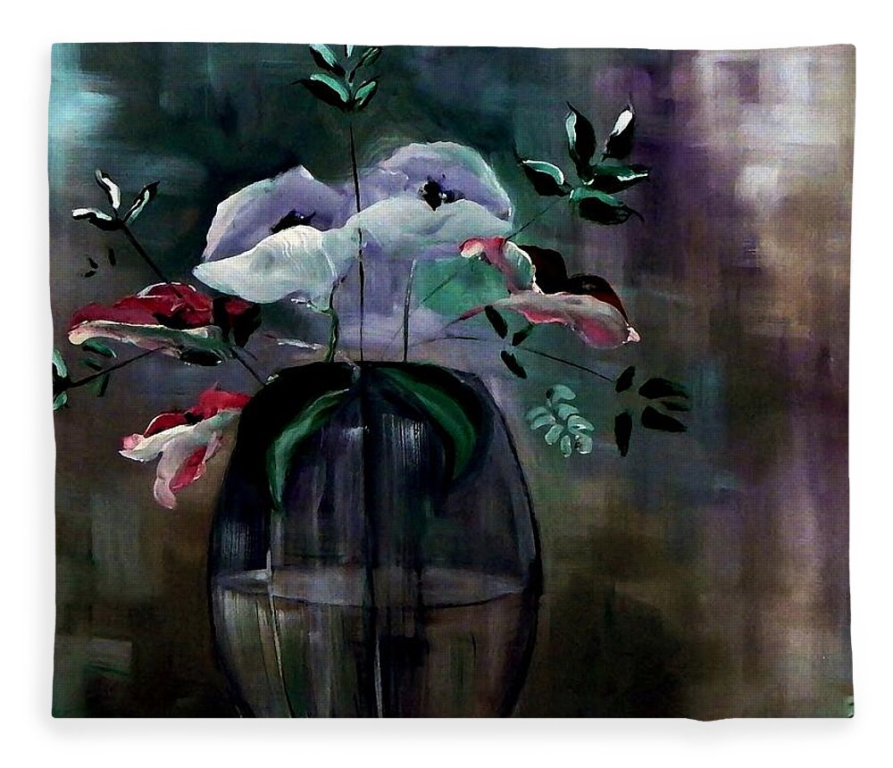 Painterly Fleece Blanket featuring the painting Impatient Painterly Floral by Lisa Kaiser