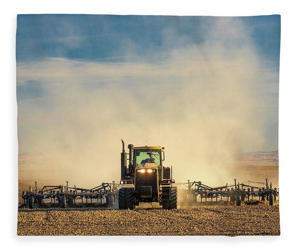 Caterpillar Fleece Blanket featuring the photograph In a Cloud of Dust by Todd Klassy
