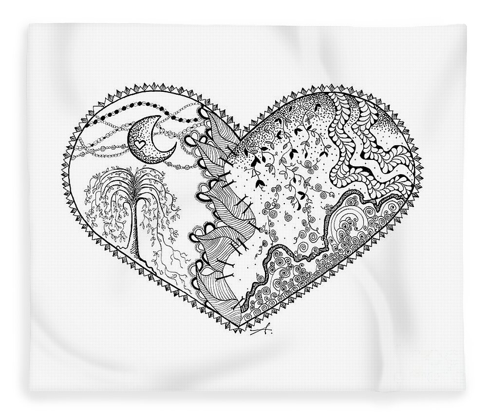 Broken Heart Fleece Blanket featuring the drawing Repaired Heart by Ana V Ramirez
