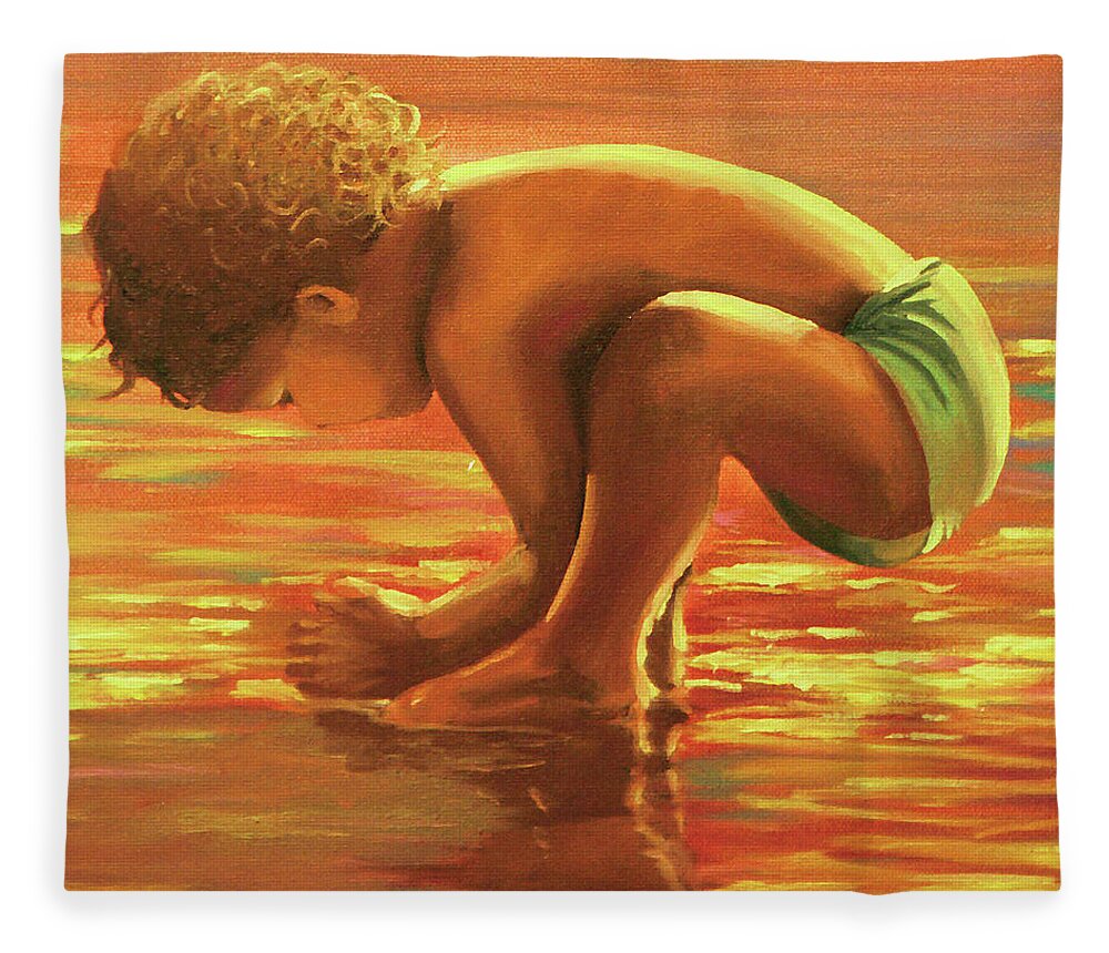 Child Fleece Blanket featuring the painting In the Moment by David Bader