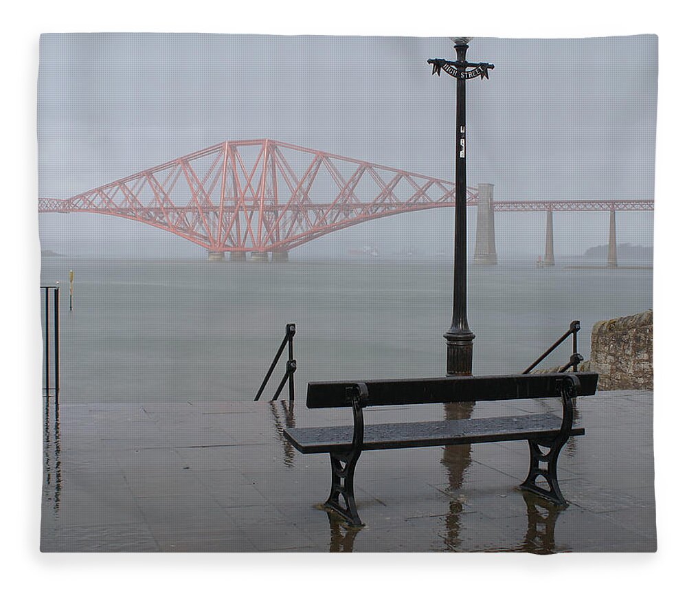 Forth Rail Bridge Fleece Blanket featuring the photograph In the rain by Elena Perelman