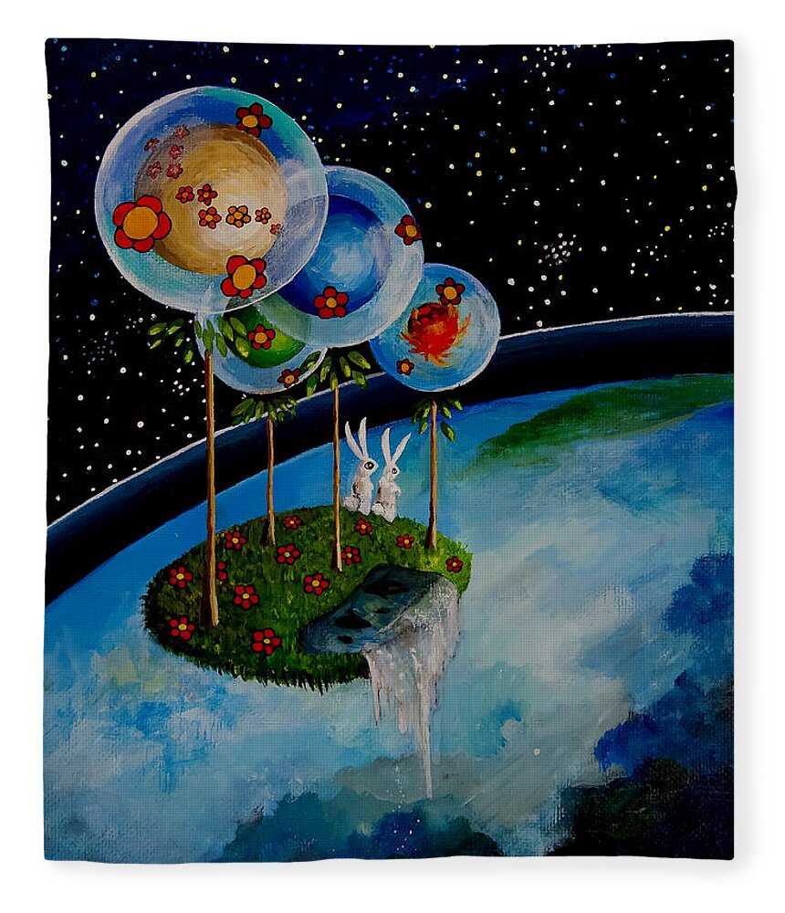 Space Fleece Blanket featuring the painting In The Sky There is No East or West by Mindy Huntress