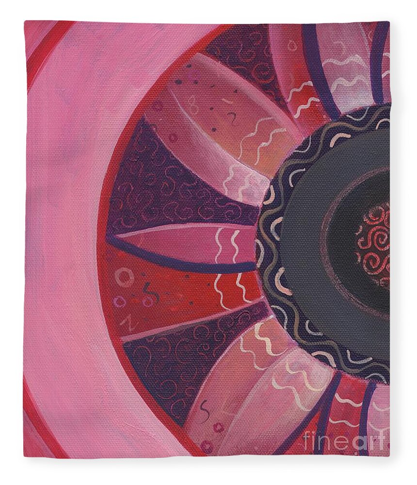 Red Fleece Blanket featuring the painting In-tu-it by Helena Tiainen