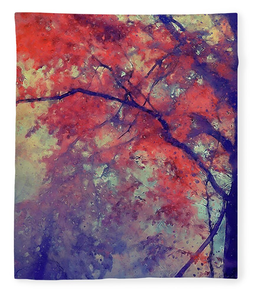 Magical Forest Fleece Blanket featuring the painting In Twilight Hour - 03 by AM FineArtPrints